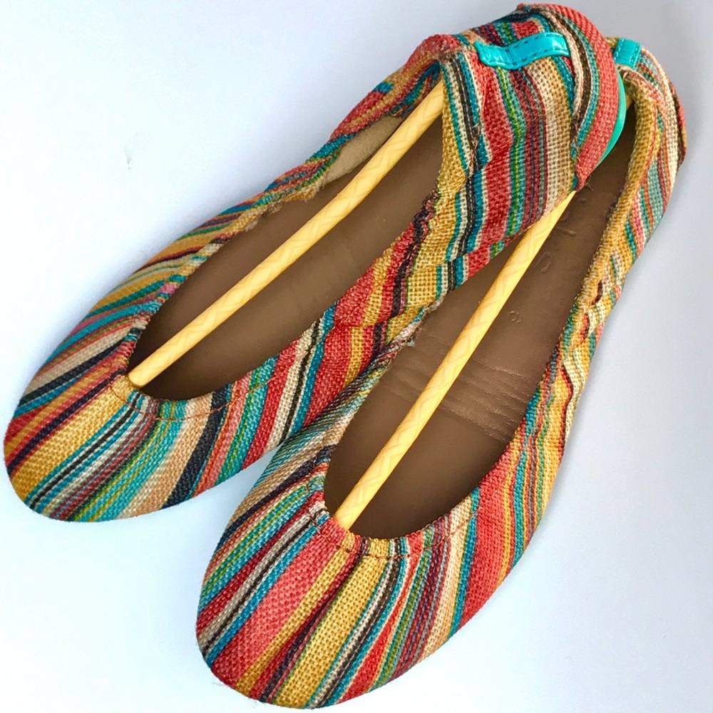 TIEKS vegan Sunset Stripe flats. US 6 EU 36.5 VGUC